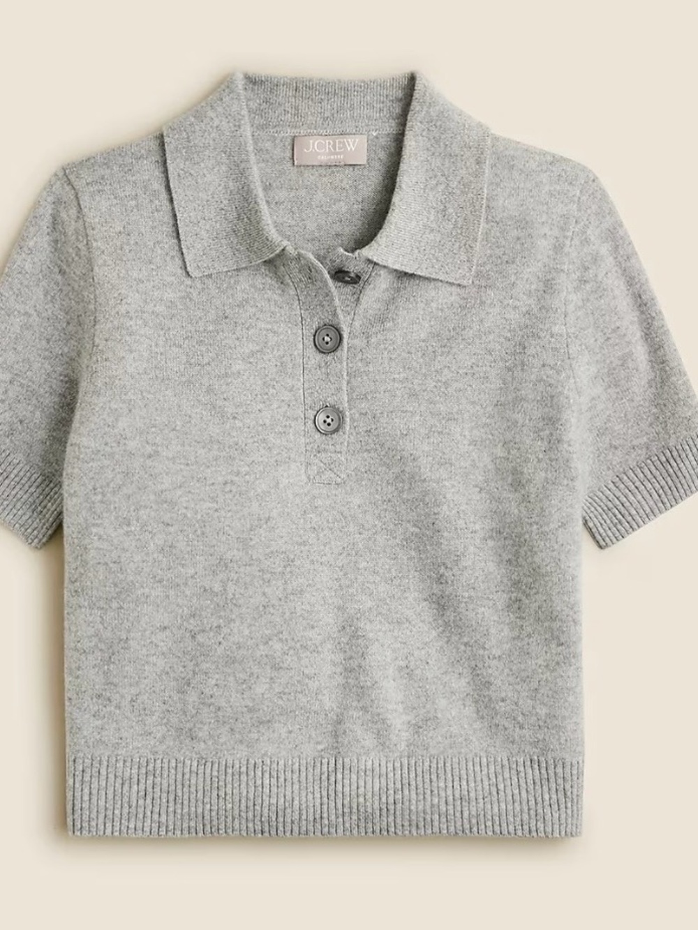 J.Crew Cashmere cropped sweater-polo | color: heather Grey | size: M